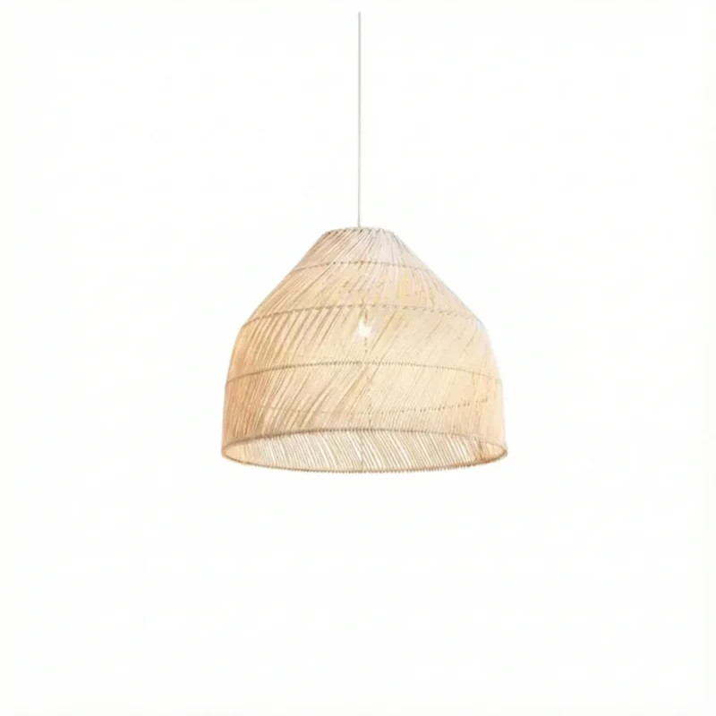 Large Island dome rattan pendant light front view.